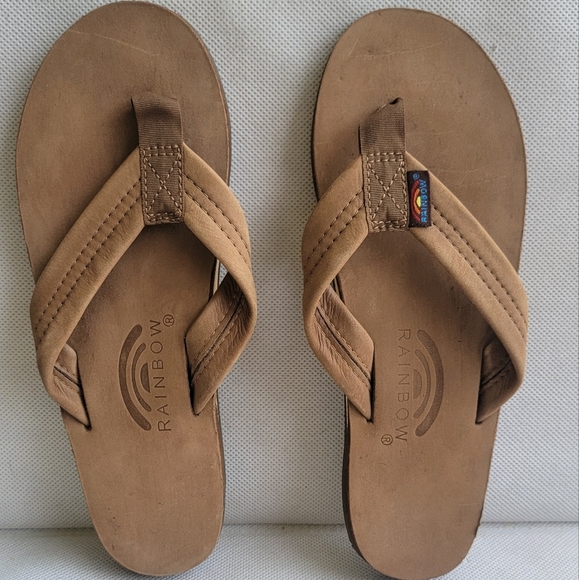 Rainbow Shoes - RAINBOW TAN LEATHER SINGLE LAYER ARCH SANDALS (sz 6.5-7.5)